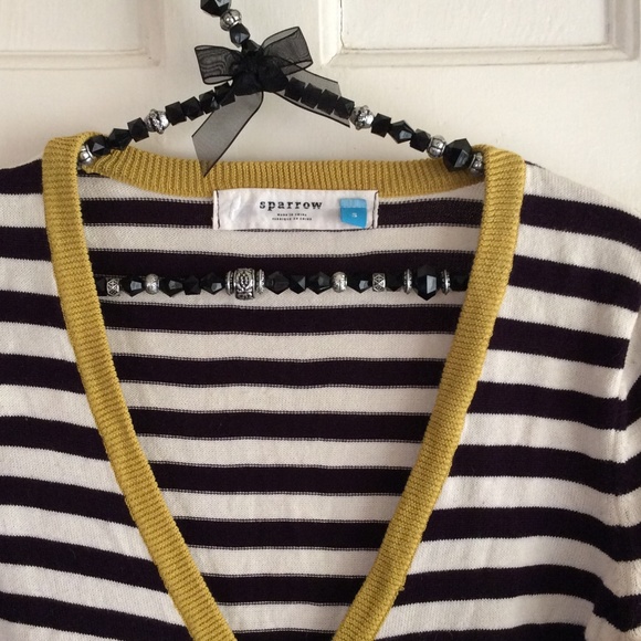 BOGO Striped Ruffle V-Neck Anthropologie Sweater sz Small - Picture 2 of 2